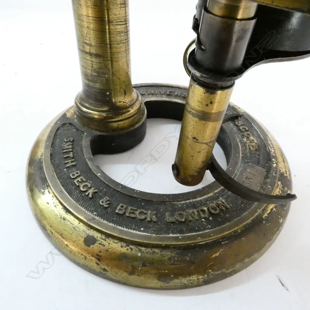 SMITH BECK & BECK UNIVERSAL MICROSCOPE IN PARTS & PARTS ABSENT, IN BOX Image 1++